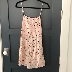 Blush pink black polka dots mini dress open back
